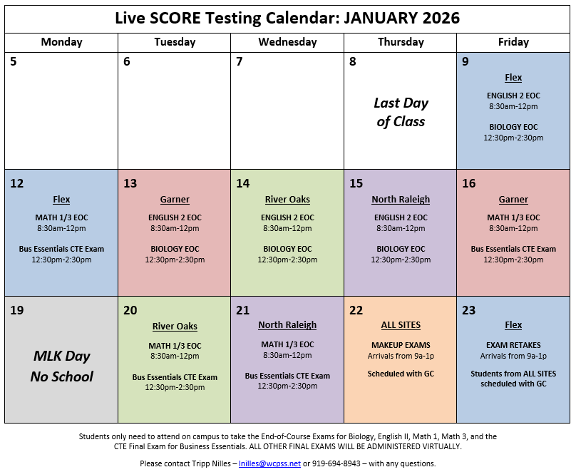 Jan '25 Exam Calendar